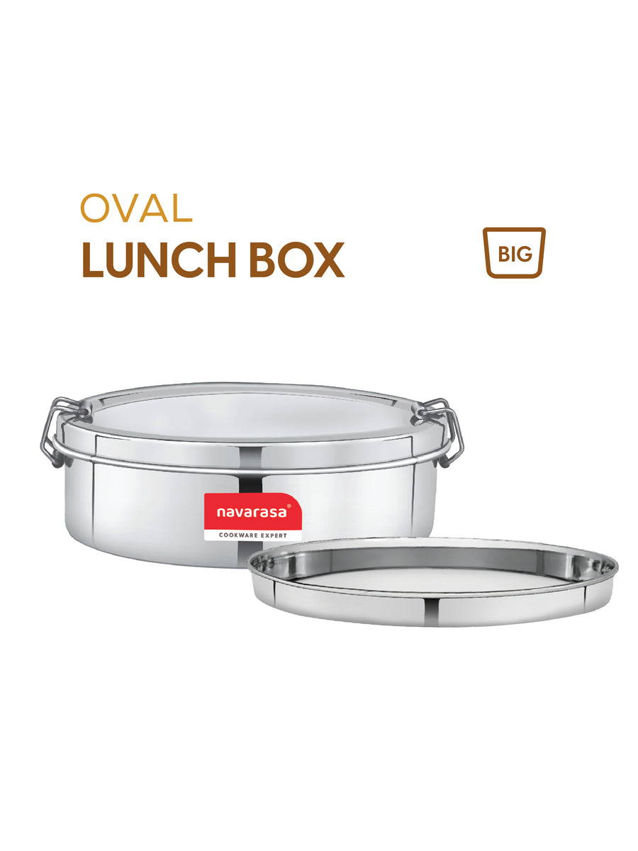 Navarasa Smart Food Pack | Oval Lunch Box | Stainless Steel | Big - View 1