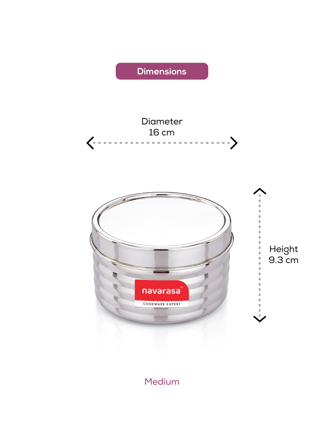 Navarasa Fridge Storage Jars | 3 Pc Set | Stainless Steel Lid